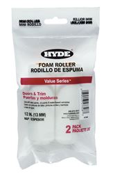 Hyde Value Series 47348 Mini Roller, 1/2 in Thick Nap, 4 in L, Foam Cover, 2/PK