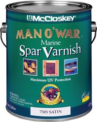 McCloskey Man O? War 80-7505 080.0007505.007 Spar Varnish, Satin, Clear, Liquid, 1 gal, Pack of 2