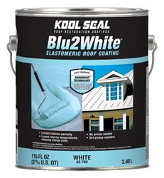 Kool Seal Blu2White Series KS0063700-16 Elastomeric Roof Coating, White, 1 gal, Liquid, Pack of 4