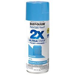 Rust-Oleum Painters Touch 2X Ultra Cover 334085 Spray Paint, Satin, Oasis Blue, 12 oz, Aerosol Can