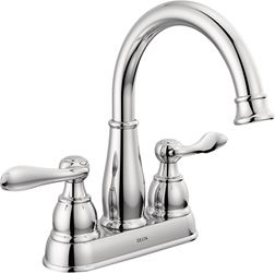 Delta Windemere Series 25896LF Centerset Bathroom Faucet, 1.2 gpm, 2-Faucet Handle, 3-Faucet Hole, Metal