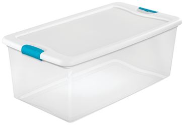 Sterilite 14998004 Latching Box, Plastic, Clear/White, 33-7/8 in L, 18-3/4 in W, 13 in H