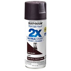 Rust-Oleum Painters Touch 2X Ultra Cover 334064 Spray Paint, Satin, Dark Walnut, 12 oz, Aerosol Can