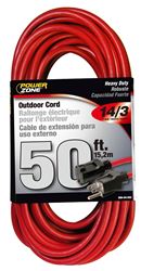 PowerZone OR514730/506730 Extension Cord, 14 AWG Cable, 50 ft L, 125 V, Red