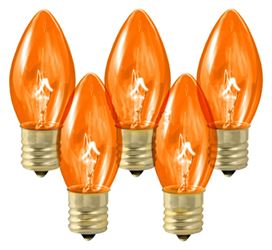 Hometown Holidays 16297 Light Bulb, 7 W, Intermediate Lamp Base, Incandescent Lamp, Transparent Orange Light, Pack of 20