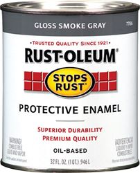 Rust-Oleum Stops Rust 7786502 Enamel Paint, Oil, Gloss, Smoke Gray, 1 qt, Can, 50 to 90 sq-ft/qt Coverage Area