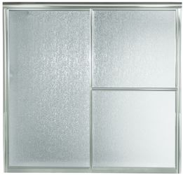 Sterling 5900 Series 5906-59S Bath Door, Deluxe Frame, Aluminum Frame, Rain Glass, Tempered Glass, Sliding Door