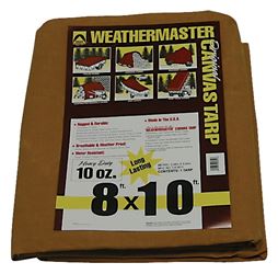 Dize Weathermaster CA0810D Tarpaulin, 10 ft L, 8 ft W, Canvas, Tan