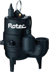 Flotec FPSE3601A-04 Sewage Pump, 13 A, 115 V, 0.5 hp, 2 in Outlet, 18 ft Max Head, 9000 gph, Iron