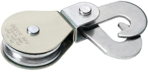 Deuer DB-30HS Scissor Hook Block, 5/16 in Rope, 480 lb Working Load, 2 in Sheave, Zinc