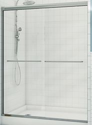 Maax Aura 135665-900-084000 Shower Door, Clear Glass, Tempered Glass, Semi Frame, 2-Panel, Glass, 1/4 in Glass