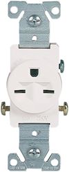 Eaton Wiring Devices 816W-BOX Single Receptacle, 2 -Pole, 250 V, 15 A, Side Wiring, NEMA: NEMA 6-15R, White