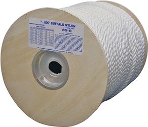 T.W. Evans Cordage 85-063 Rope, 3/8 in Dia, 300 ft L, 407 lb Working Load, Nylon, White