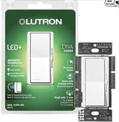 Lutron Diva DVWCL-153PH-WH C.L Dimmer with Wallplate, 1.25 A, 120 V, 150 W, CFL, Halogen, Incandescent, LED Lamp