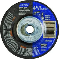 Norton 66252843609 Grinding Wheel, 4-1/2 in Dia, 1/8 in Thick, 5/8-11 in Arbor, 24 Grit, Extra Coarse