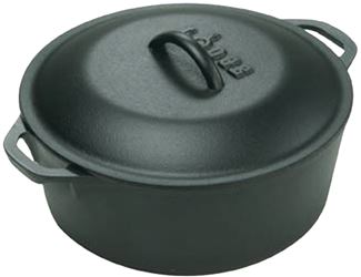 Lodge L8DOL3 Dutch Oven, 5 qt Capacity, Iron, Black, 10-1/4 in Dia, Loop Handle