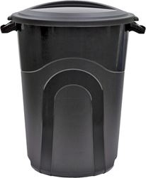 United Solutions TI0019 Trash Can, 32 gal Capacity, Plastic, Black, Snap-On Lid Closure, Pack of 6