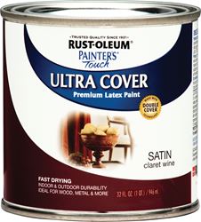 Rust-Oleum 240286 Enamel Paint, Water, Satin, Claret Wine, 1 qt, Can, 120 sq-ft Coverage Area, Pack of 2