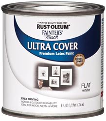 Rust-Oleum 1990730 Enamel Paint, Water, Flat, White, 0.5 pt, Can, 120 sq-ft Coverage Area