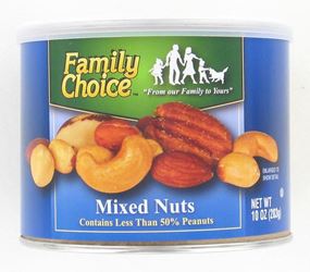 Family Choice 813 Mixed Nut, 10 oz Can, Pack of 12