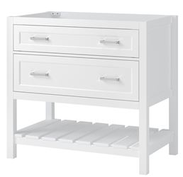 Craft + Main Lawson Series LSWV3622D Vanity Cabinet, 36 in W Cabinet, 21-1/2 in D Cabinet, 34 in H Cabinet, Wood, White