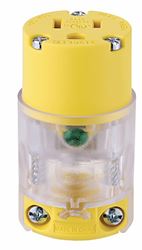 Eaton 515CLTY-F Lighted Connector, 2-Pole, 15 A, 125 VAC, Screw, NEMA: 5-20R, Yellow