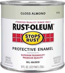 Rust-Oleum Stops Rust 7770730 Enamel Paint, Oil, Gloss, Almond, 0.5 pt, Can, 50 to 90 sq-ft/qt Coverage Area