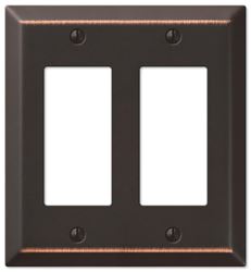 Amerelle Century 163RRDB Wallplate, 4-15/16 in L, 4-9/16 in W, 2 -Gang, Steel, Bronze, Pack of 3