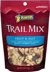 Planters 422519 Trail Mix, Fruit, Nut, 6 oz, Bag, Pack of 12