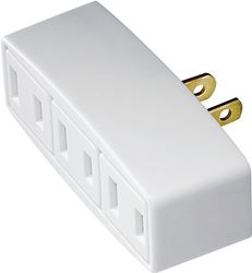 Eaton Wiring Devices 1747W-BOX Outlet Adapter, 2 -Pole, 15 A, 125 V, 3 -Outlet, NEMA: NEMA 1-15R, White
