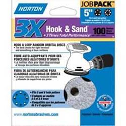 Norton 04034 Sanding Disc, 5 in Dia, 11/16 in Arbor, Coated, P100 Grit, Medium, Alumina Ceramic Abrasive, Spiral