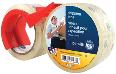 IPG 4368 Shipping Tape, 54.6 yd L, 1.88 in W, Polypropylene Backing, Clear