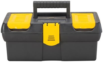 Stanley STST13011 Tool Box with Tote Tray, 1.1 gal, Plastic, Black/Yellow, 4-Compartment