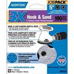 Norton 03222 Sanding Disc, 5 in Dia, 11/16 in Arbor, Coated, P100 Grit, Medium, Alumina Ceramic Abrasive, Spiral
