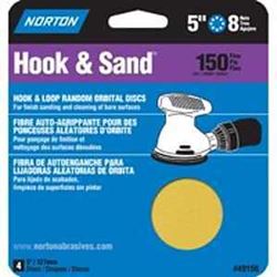 Norton 49156 Sanding Disc, 5 in Dia, Coated, P150 Grit, Fine, Aluminum Oxide Abrasive, C-Weight Paper Backing