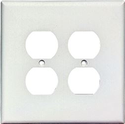 Eaton Wiring Devices 2750W-BOX Receptacle Wallplate, 5-1/4 in L, 5-5/16 in W, 2 -Gang, Thermoset, White, Pack of 10