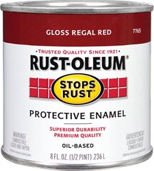 Rust-Oleum Stops Rust 7765730 Enamel Paint, Oil, Gloss, Regal Red, 0.5 pt, Can, 50 to 90 sq-ft/qt Coverage Area