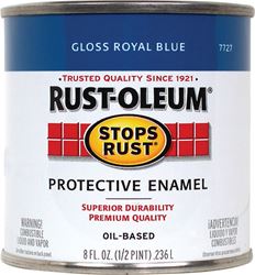 Rust-Oleum Stops Rust 7727730 Enamel Paint, Oil, Gloss, Royal Blue, 0.5 pt, Can, 50 to 90 sq-ft/qt Coverage Area