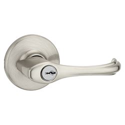 Kwikset 405DNL 15CP K6 Entry Lever, Bar Lock, Satin Nickel, Zinc, Residential, Re-Key Technology: SmartKey, 3 Grade