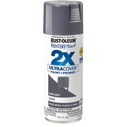 Rust-Oleum Painters Touch 2X Ultra Cover 334031 Spray Paint, Gloss, Dark Gray, 12 oz, Aerosol Can