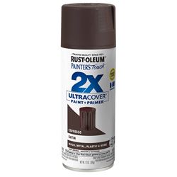 Rust-Oleum Painters Touch 2X Ultra Cover 334066 Spray Paint, Satin, Espresso, 12 oz, Aerosol Can