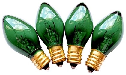 Hometown Holidays 19155 Replacement Bulb, 5 W, Candelabra Lamp Base, Incandescent Lamp, Transparent Green Light