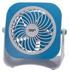 PowerZone QT-U403B Tabletop Fan, 5 VDC, 4 in Dia Blade, 5-Blade, 2-Speed, 48 in L Cord, White/Blue OR White/Red, Pack of 4