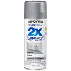 Rust-Oleum Painters Touch 2X Ultra Cover 334058 Spray Paint, Satin, Aluminum, 12 oz, Aerosol Can