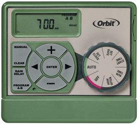 Orbit 57594 Indoor Easy Dial Timer, 120 V, 4 -Zone, 99 min Cycle, LCD Display, Green