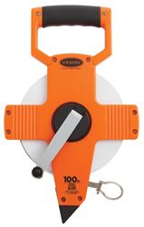 Keson NR18100 Tape Measure, 100 ft L Blade, 3/8 in W Blade, Steel Blade, ABS Case, Gray Case