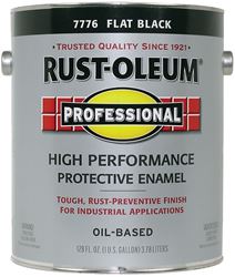 Rust-Oleum 7776402 Enamel Paint, Oil, Flat, Black, 1 gal, Can, 230 to 390 sq-ft/gal Coverage Area