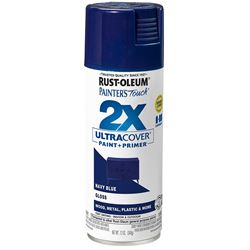 Rust-Oleum Painters Touch 2X Ultra Cover 334041 Spray Paint, Gloss, Navy Blue, 12 oz, Aerosol Can