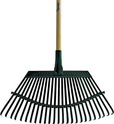 Flexrake 1W Lawn Rake, Steel Tine, 25-Tine, Wood Handle, 48 in L Handle