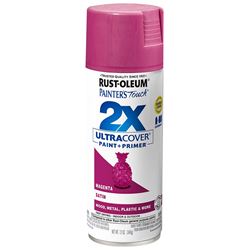 Rust-Oleum Painters Touch 2X Ultra Cover 334087 Spray Paint, Satin, Magenta, 12 oz, Aerosol Can